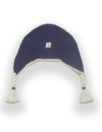 Chullo trenza -  Azul con bordes blanco