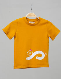Polo amarillo mostaza con estampado blanco - Niña