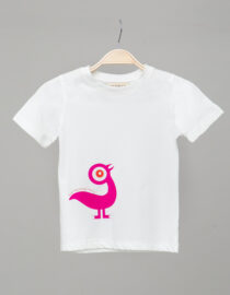 Polo crema con estampado fucsia - Niña