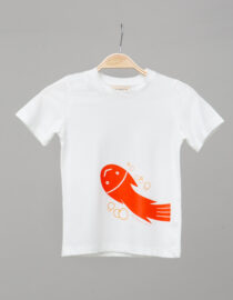 Polo crema con estampado naranja - Niña